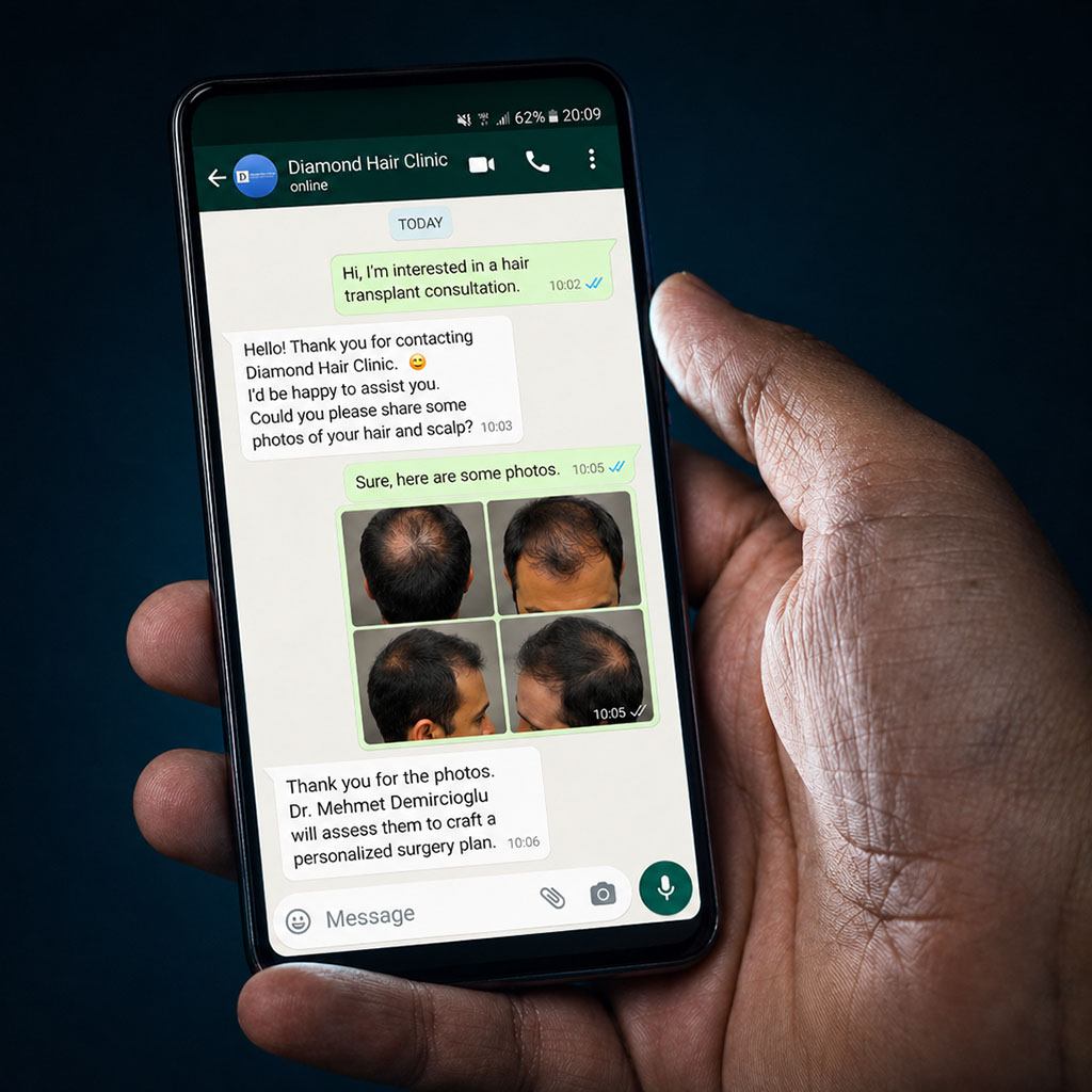 WhatsApp consultation with Diamond Hair Clinic