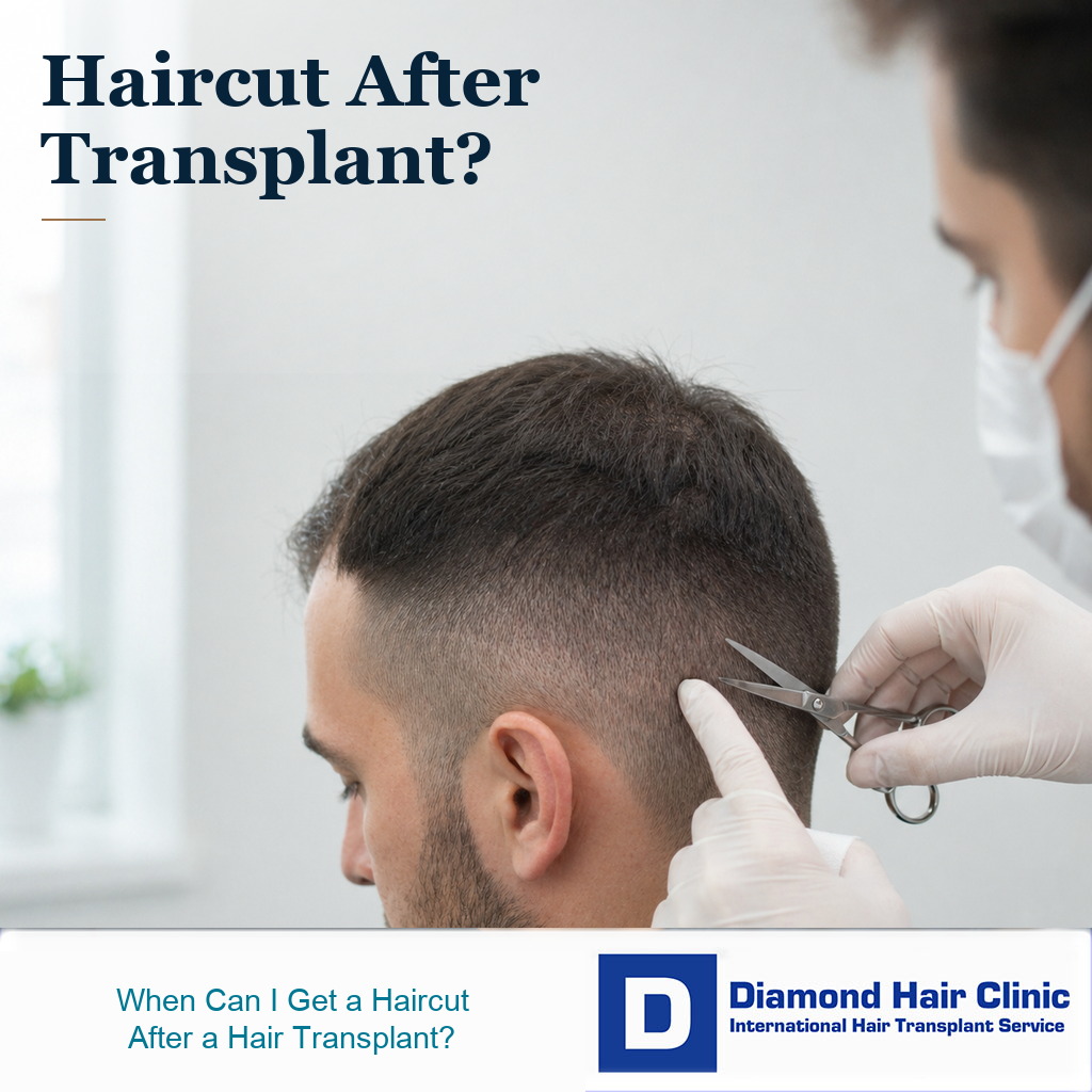 Careful scissor haircut near donor area after hair transplant recovery