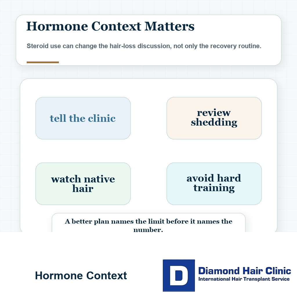 Hormone exposure and native hair risk around FUE planning