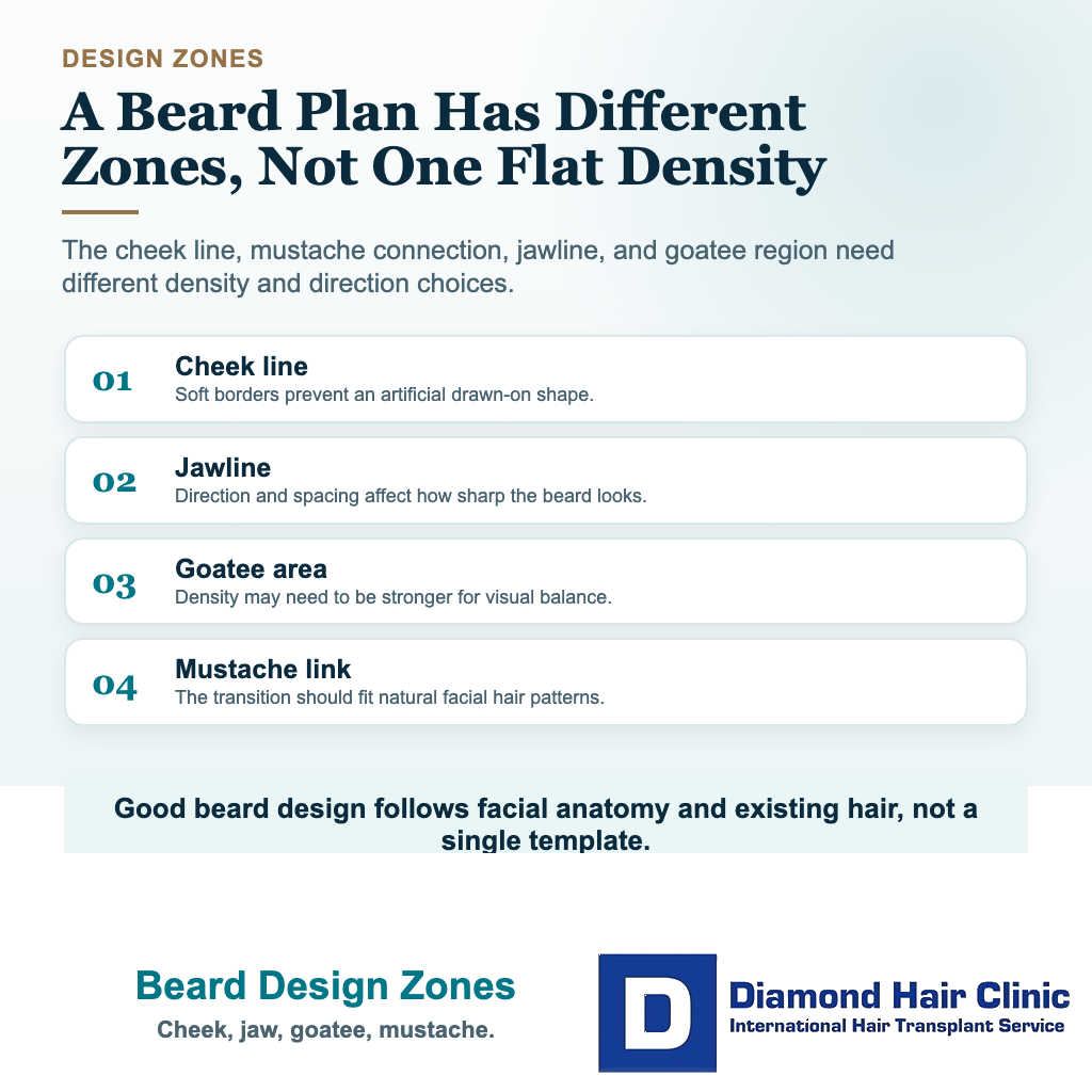 Beard Transplant: Procedure, Costs, and Risks visual explaining beard design zones