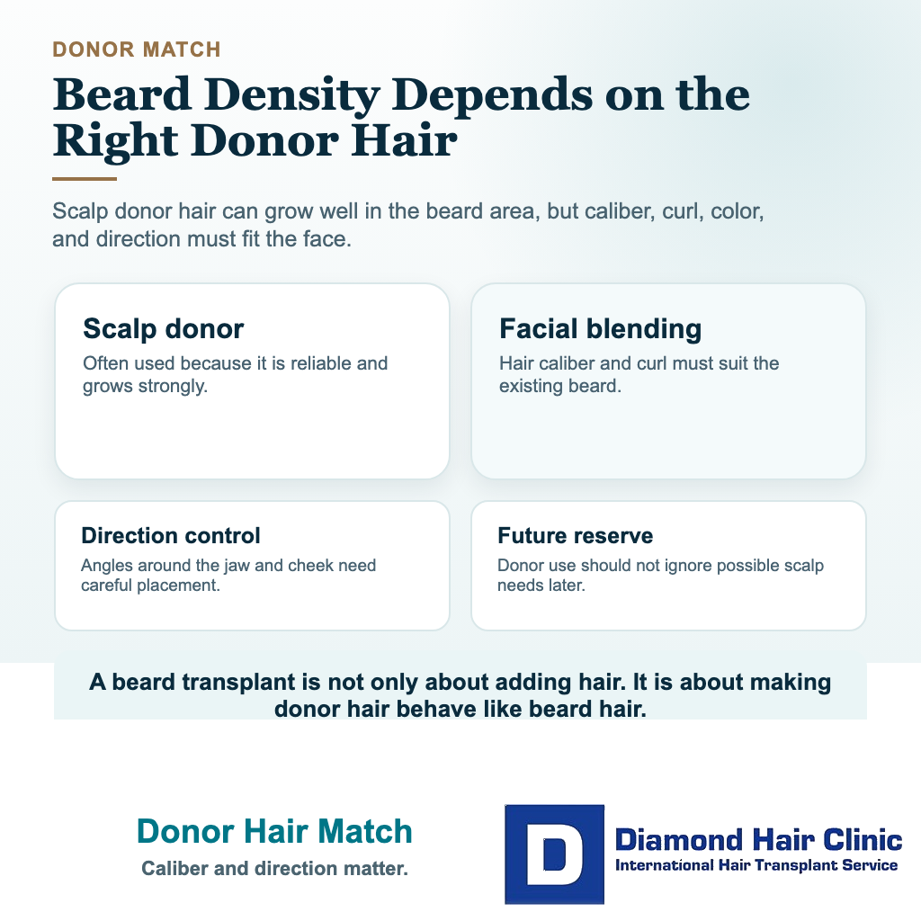 Beard Transplant: Procedure, Costs, and Risks visual explaining donor hair match