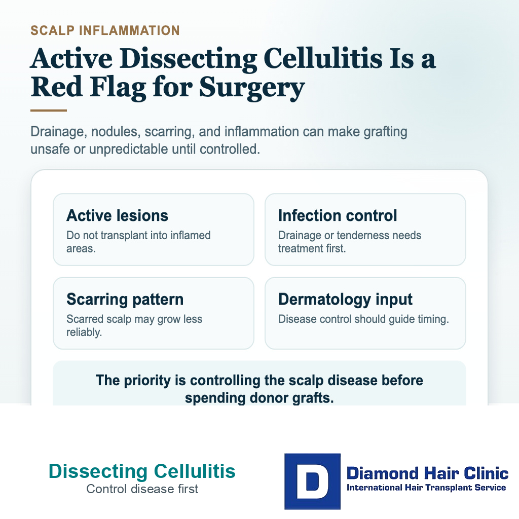 Can I Have a Hair Transplant After Dissecting Cellulitis of the Scalp? visual explaining how should i think about future flares after surgery?