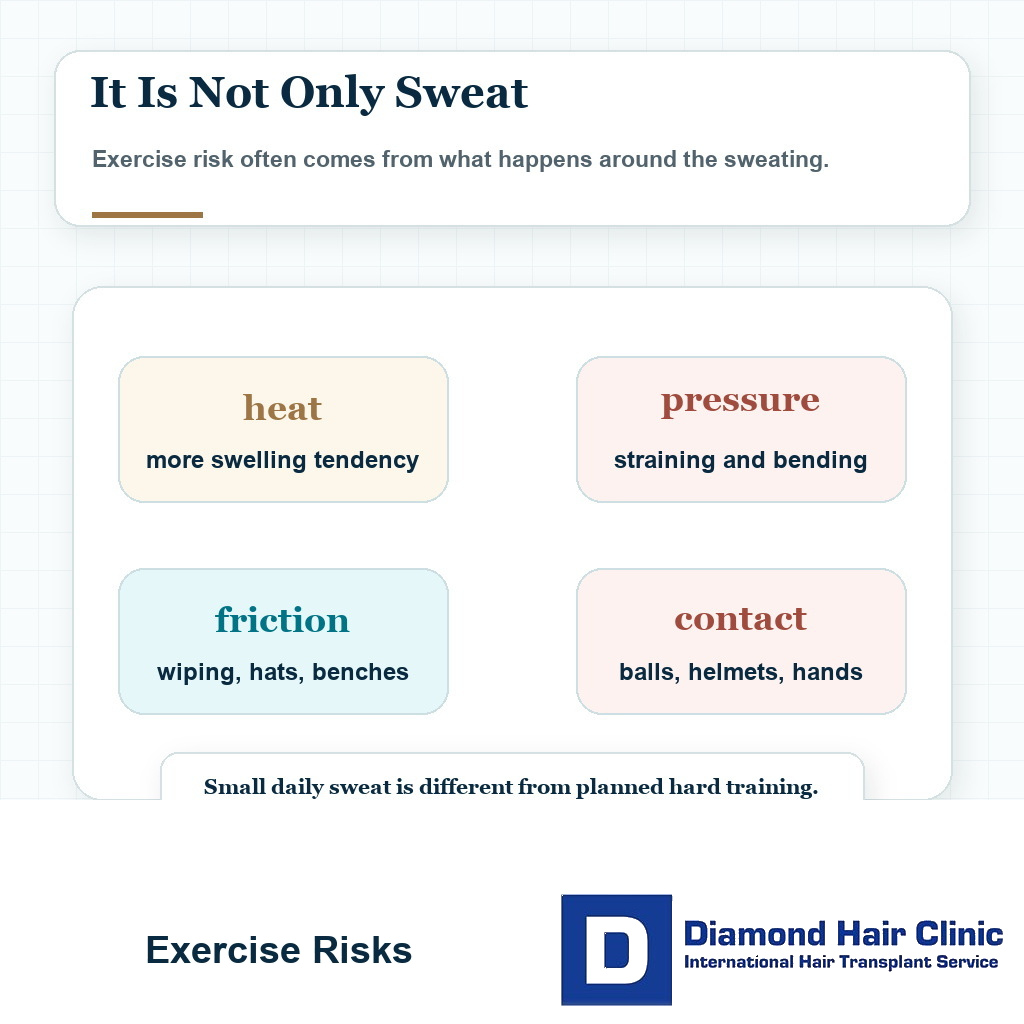 Information card explaining that heat, pressure, friction, and head contact matter after a hair transplant