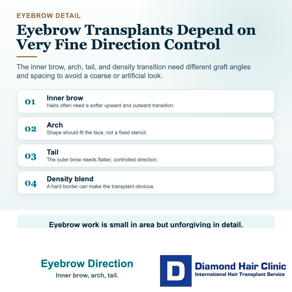 Eyebrow Transplant visual explaining eyebrow direction