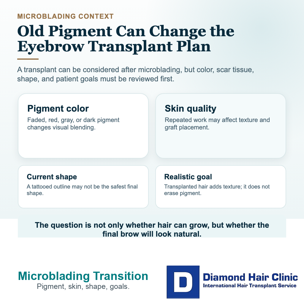 Eyebrow Transplant visual explaining microblading to transplant