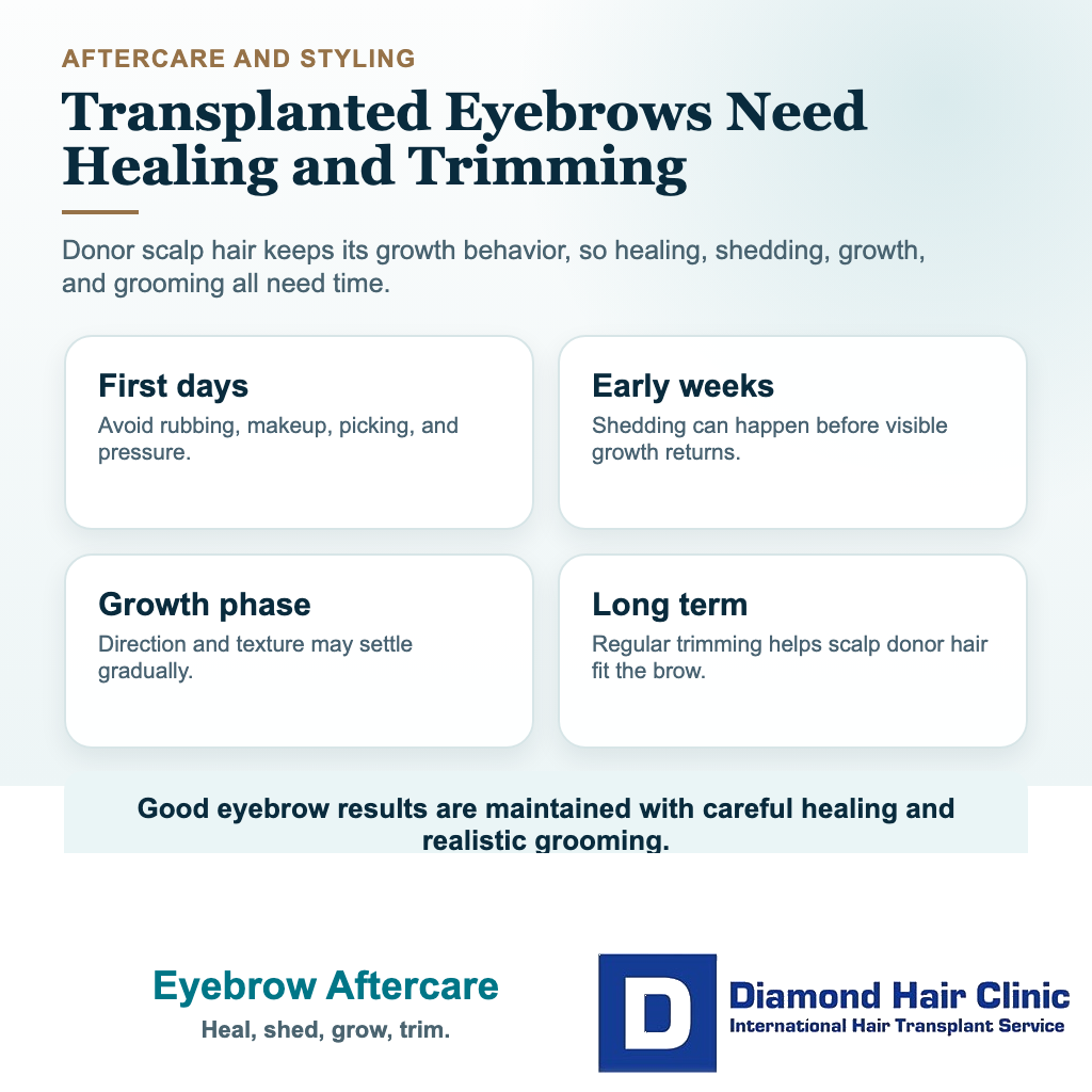 Eyebrow Transplant visual explaining eyebrow aftercare
