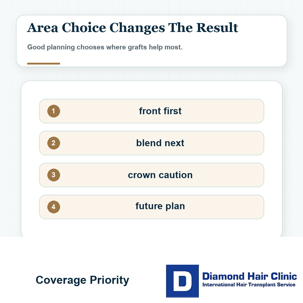 Coverage limits visual for female hairline transplant planning and facial framing