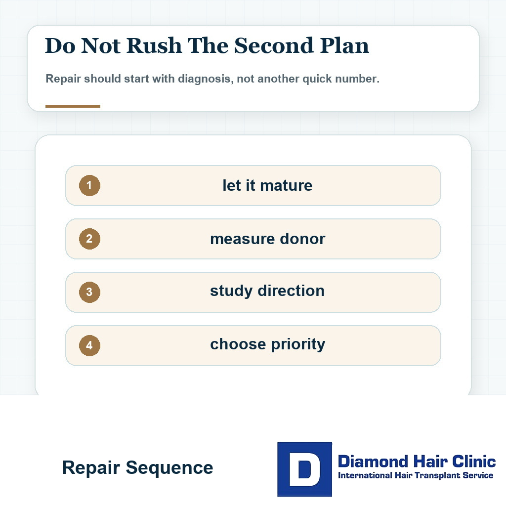 Repair sequence card for fue grafts repair a fut scar