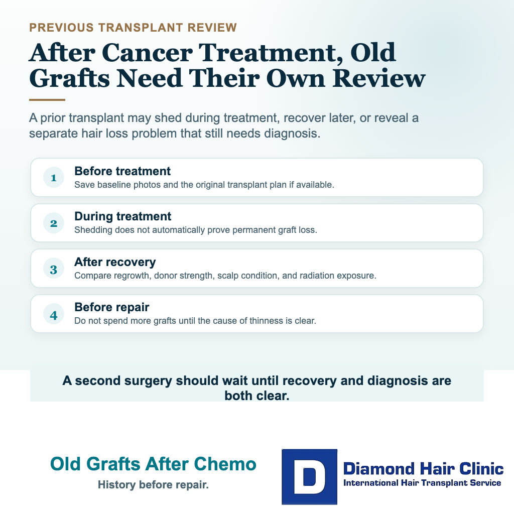 Can I Have a Hair Transplant After Chemotherapy? visual explaining old grafts after chemo