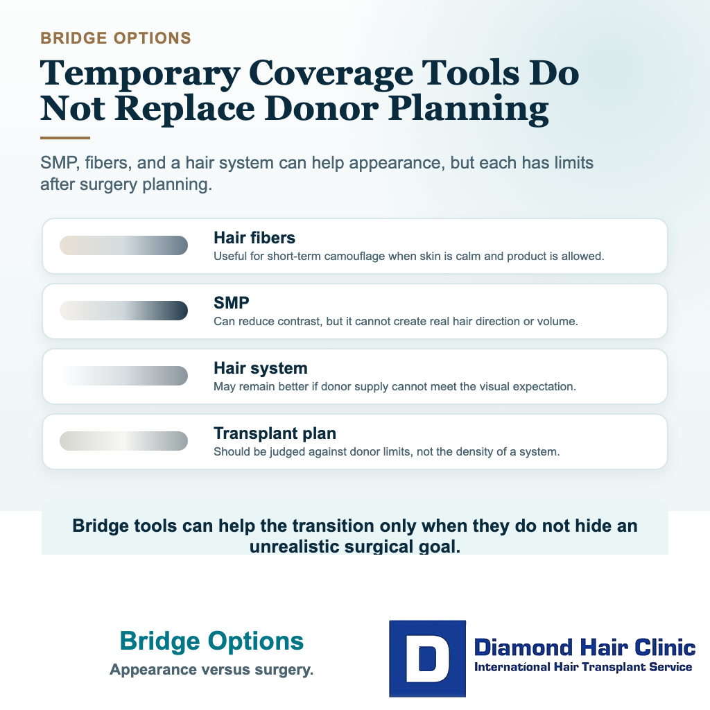 Will a Hair Transplant Look Thin After Wearing a Hair System? visual: bridge options