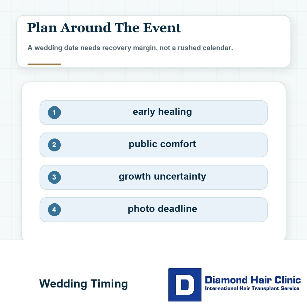 Wedding timing visual for planning a hair transplant before an event