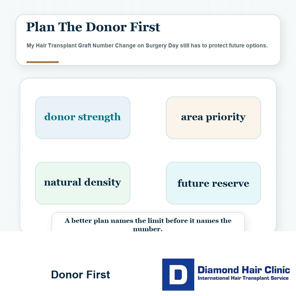 Donor first planning card for my hair transplant graft number change on surgery day