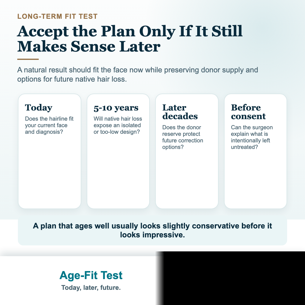 Will My Hair Transplant Still Look Natural as I Get Older? visual explaining age-fit test
