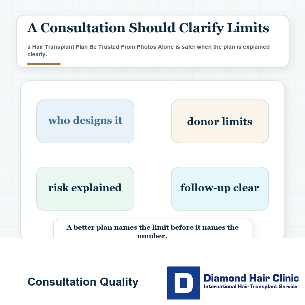 Consultation quality visual for provisional hair transplant planning from photos