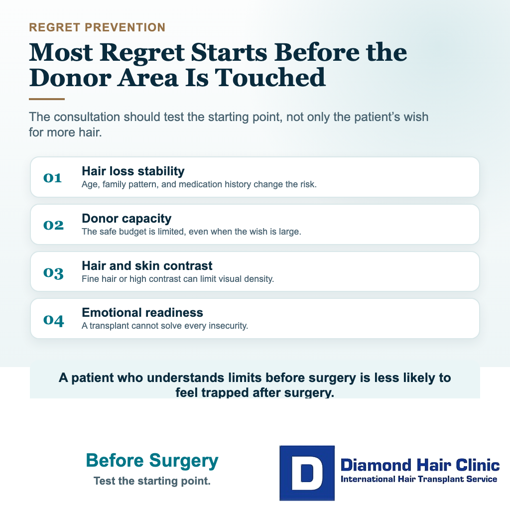Why Do Some Patients Feel Hair Transplant Regret After Surgery? visual explaining before surgery