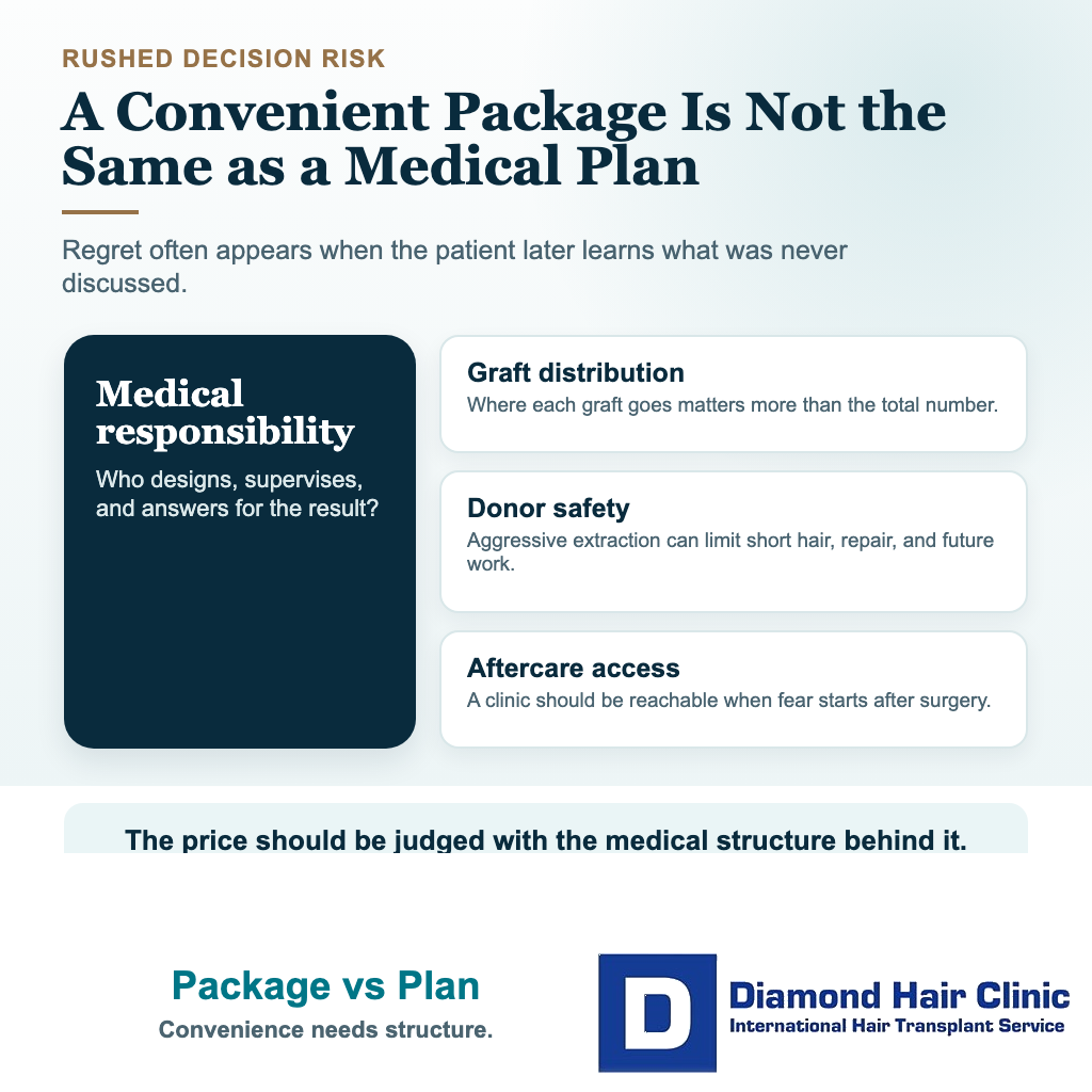 Why Do Some Patients Feel Hair Transplant Regret After Surgery? visual explaining package vs plan