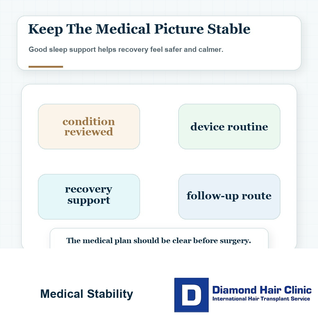 Medical stability visual for sleep apnea and hair transplant planning