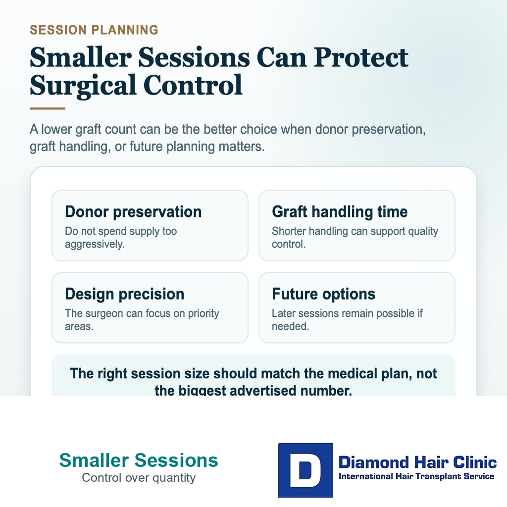 Can I Have a Hair Transplant in Smaller Sessions? visual explaining what should you remember before choosing the plan?