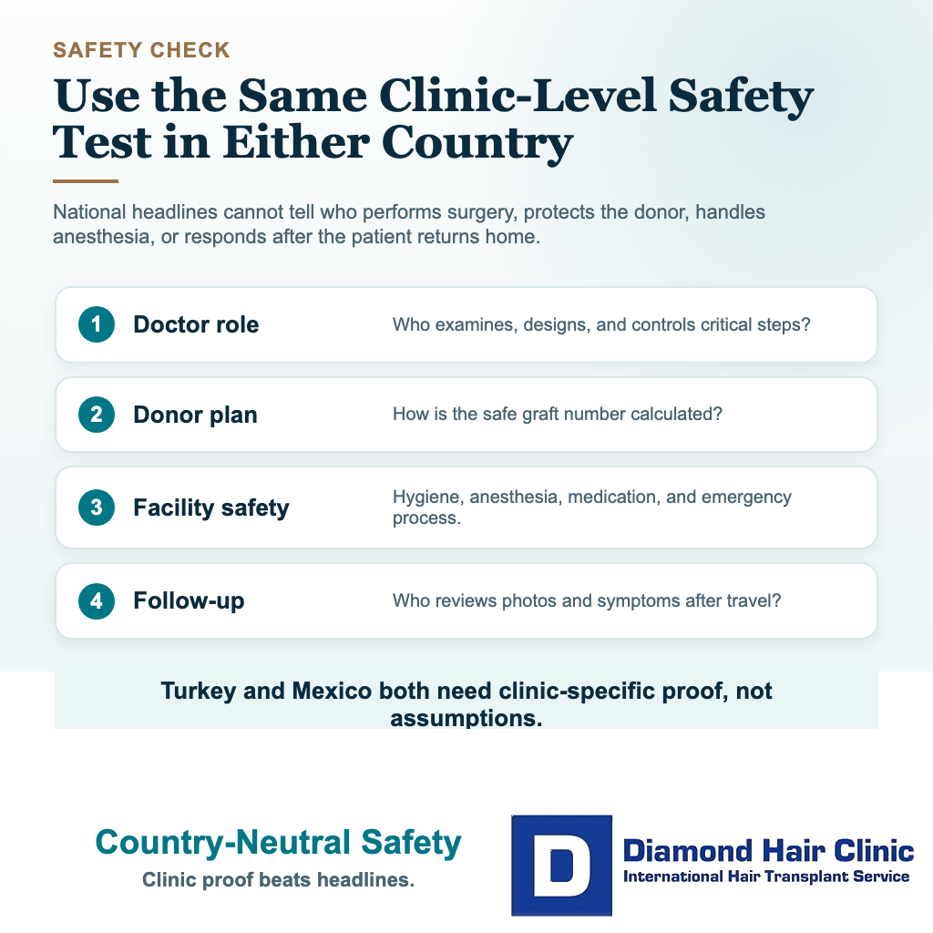 Hair Transplant Turkey vs Mexico Which Is Better? visual explaining country-neutral safety