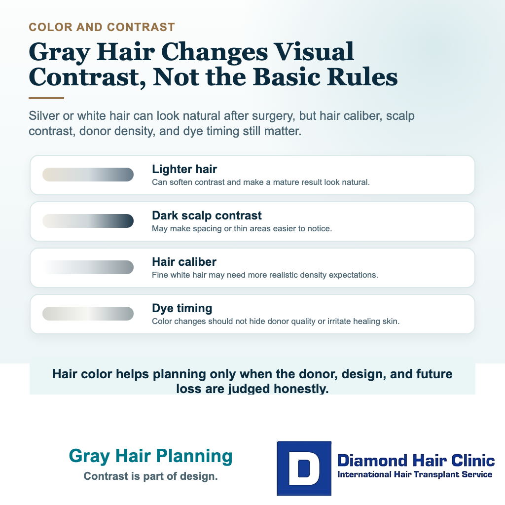 Can I Have a Hair Transplant if I Have Gray Hair? visual explaining gray hair planning