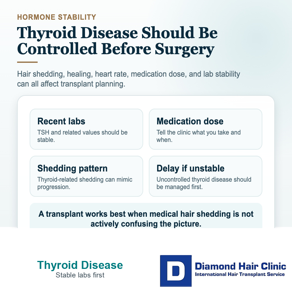 Can I Have a Hair Transplant With Thyroid Disease? visual explaining when should surgery be delayed?
