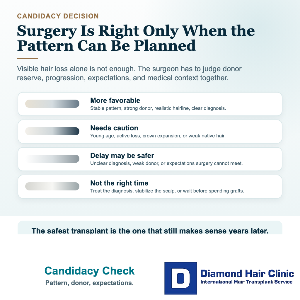 Is Hair Transplantation the Right Choice for My Hair Loss? visual explaining candidacy check