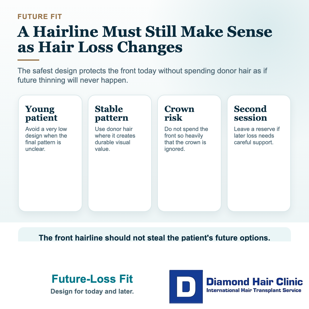 How Should Hairline Design Be Planned in a Hair Transplant? visual explaining future-loss fit