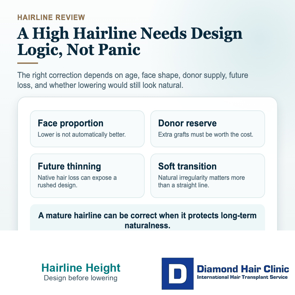Is My Hairline Too High After a Hair Transplant? visual explaining how should i decide what to do next?