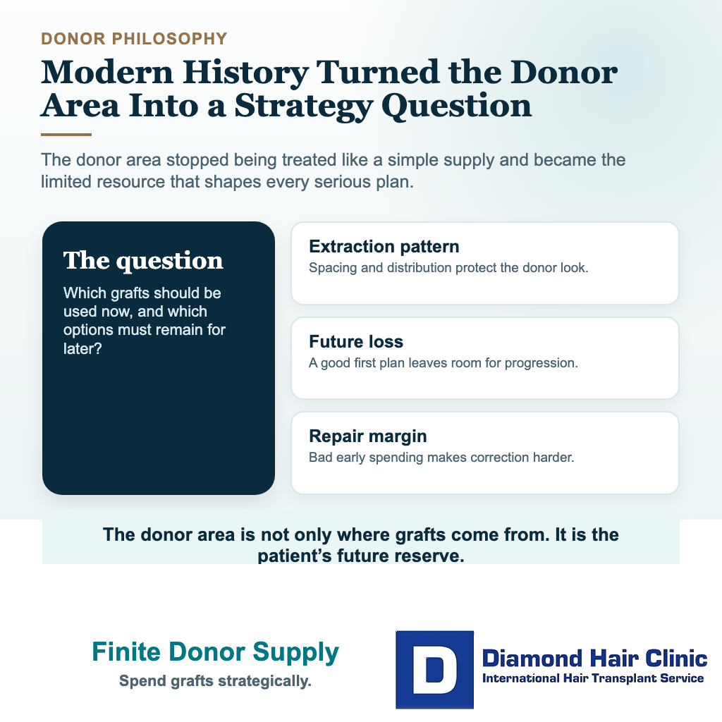 Visual explaining finite donor supply in the history of hair transplantation