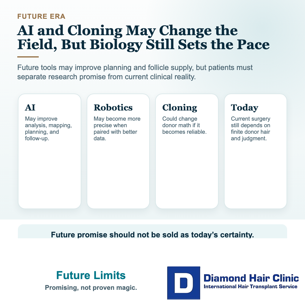 Visual explaining future limits in the history of hair transplantation