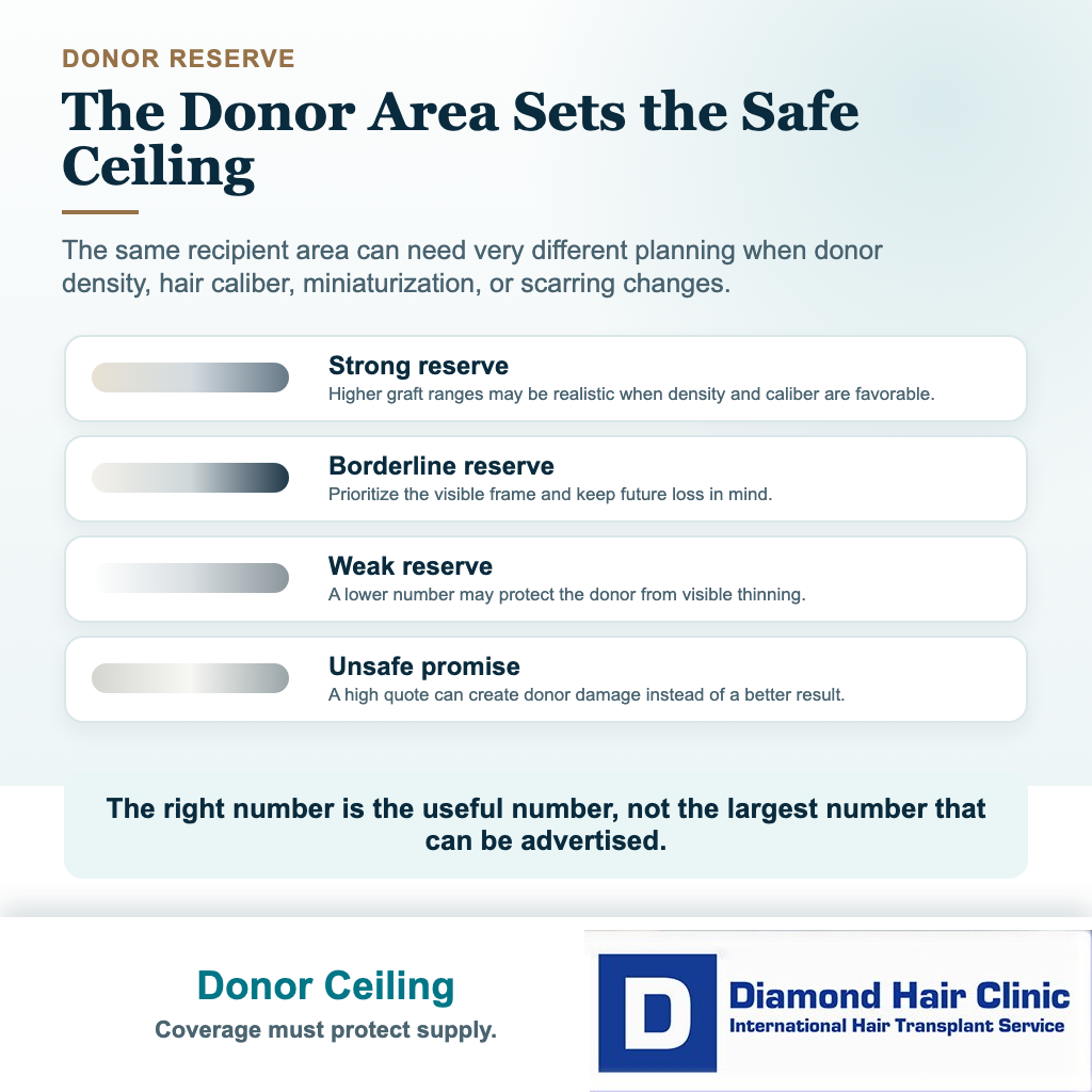 How Does a Surgeon Calculate the Number of Grafts Needed for a Hair Transplant? visual explaining donor ceiling