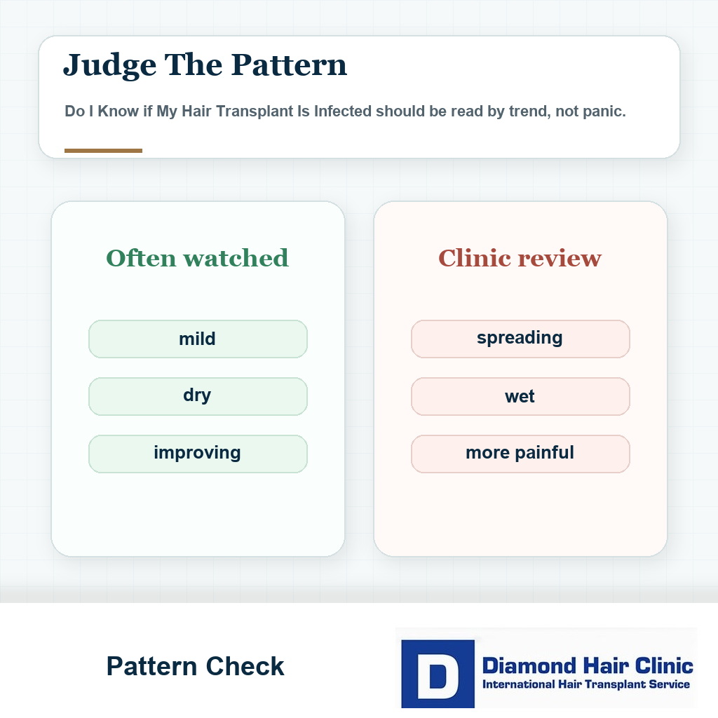 Normal versus warning pattern visual for do i know if my hair transplant is infected after hair transplant