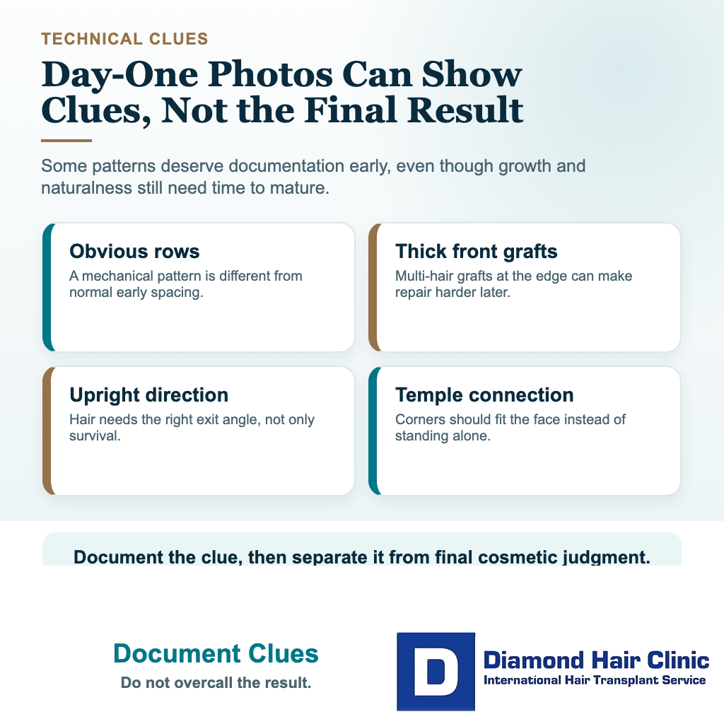 Can You Judge a Hair Transplant From Day One Photos? visual explaining document clues
