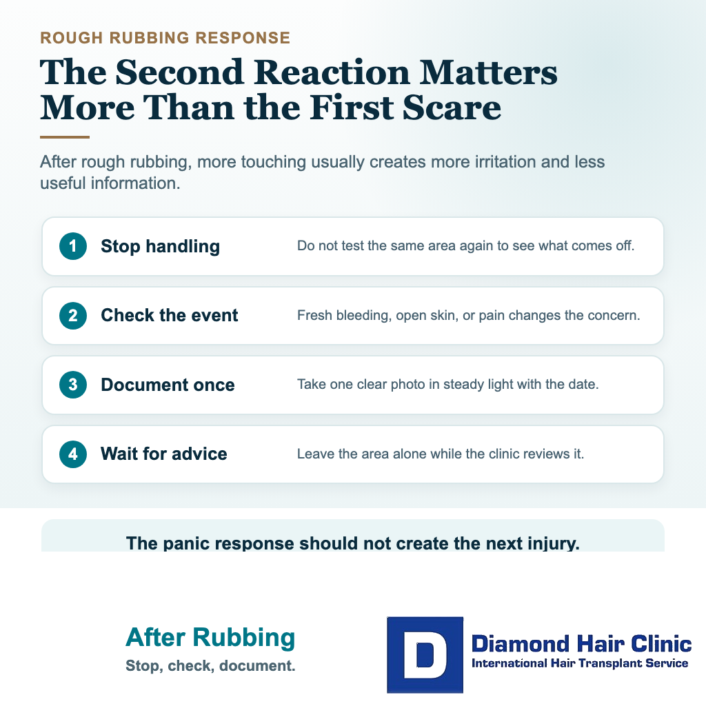 Did I Lose Grafts When Scabs Came Off After Hair Transplant? visual explaining after rubbing