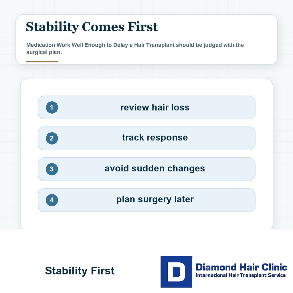 Medication response stability decision before hair transplant