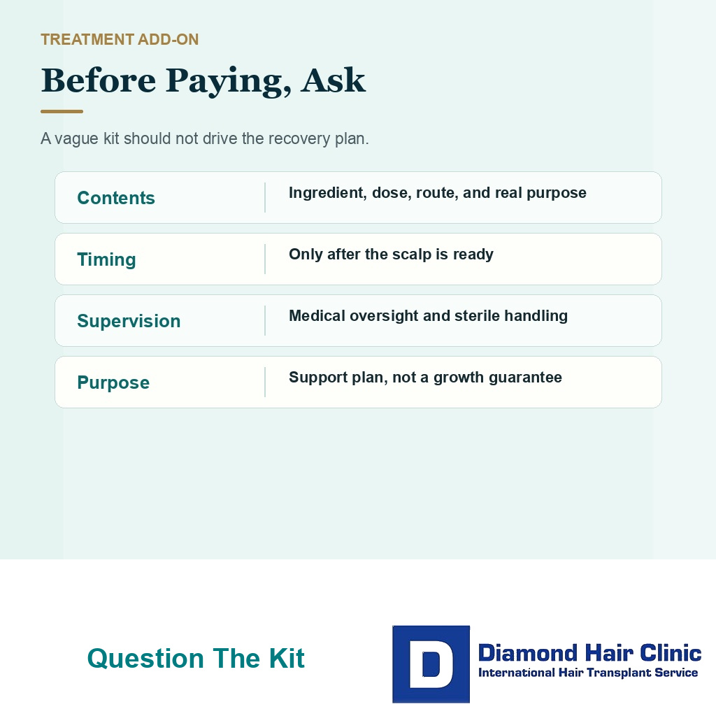 Diamond Hair Clinic visual listing questions to ask before buying mesotherapy after hair transplant