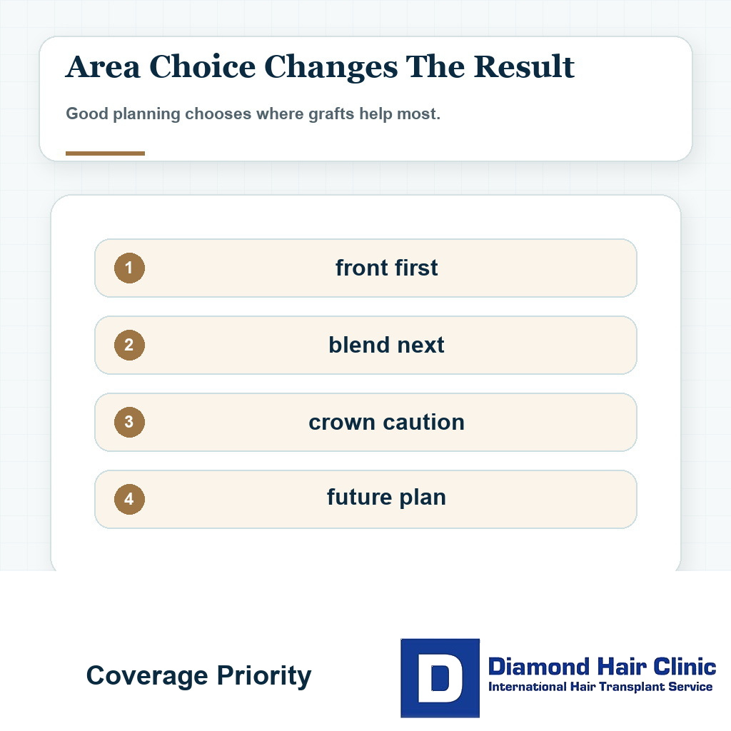 Coverage priority visual for Norwood 2 hair transplant planning