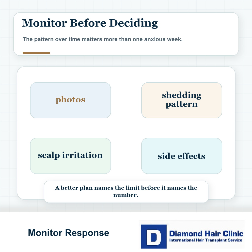 Monitoring response card for PRP and exosome-style treatment decisions after hair transplant