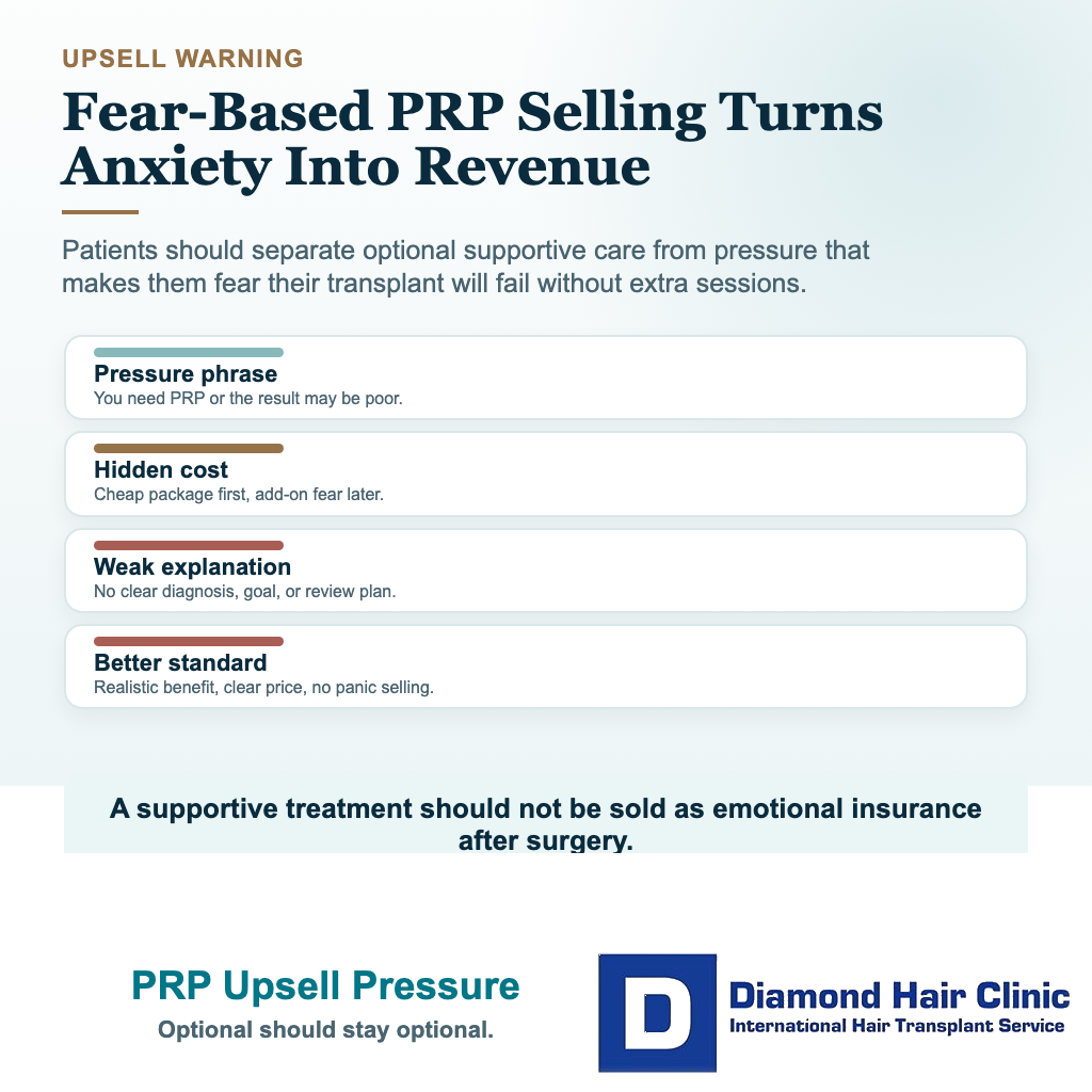 PRP Treatment for Hair Loss: What Can It Realistically Do? visual explaining prp upsell pressure