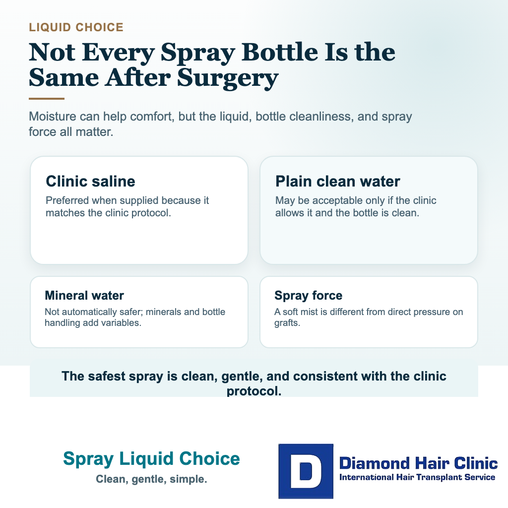Do I Need Saline Spray After a Hair Transplant? visual: spray liquid choice
