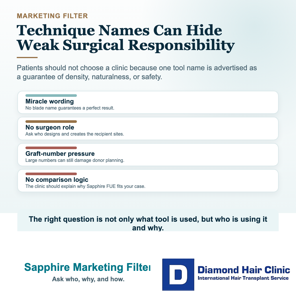 What Is Sapphire FUE and Does It Really Matter? visual explaining sapphire marketing filter