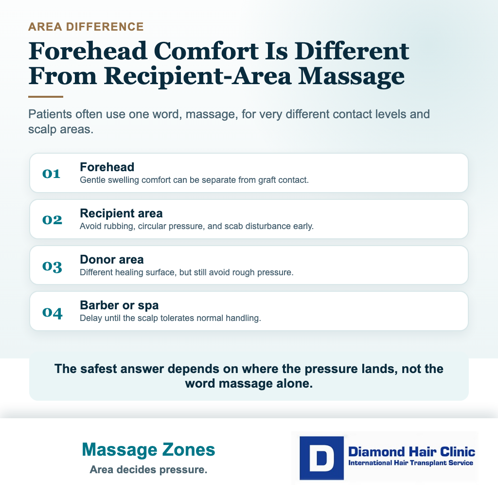When Is Scalp Massage Safe After a Hair Transplant? visual explaining massage zones