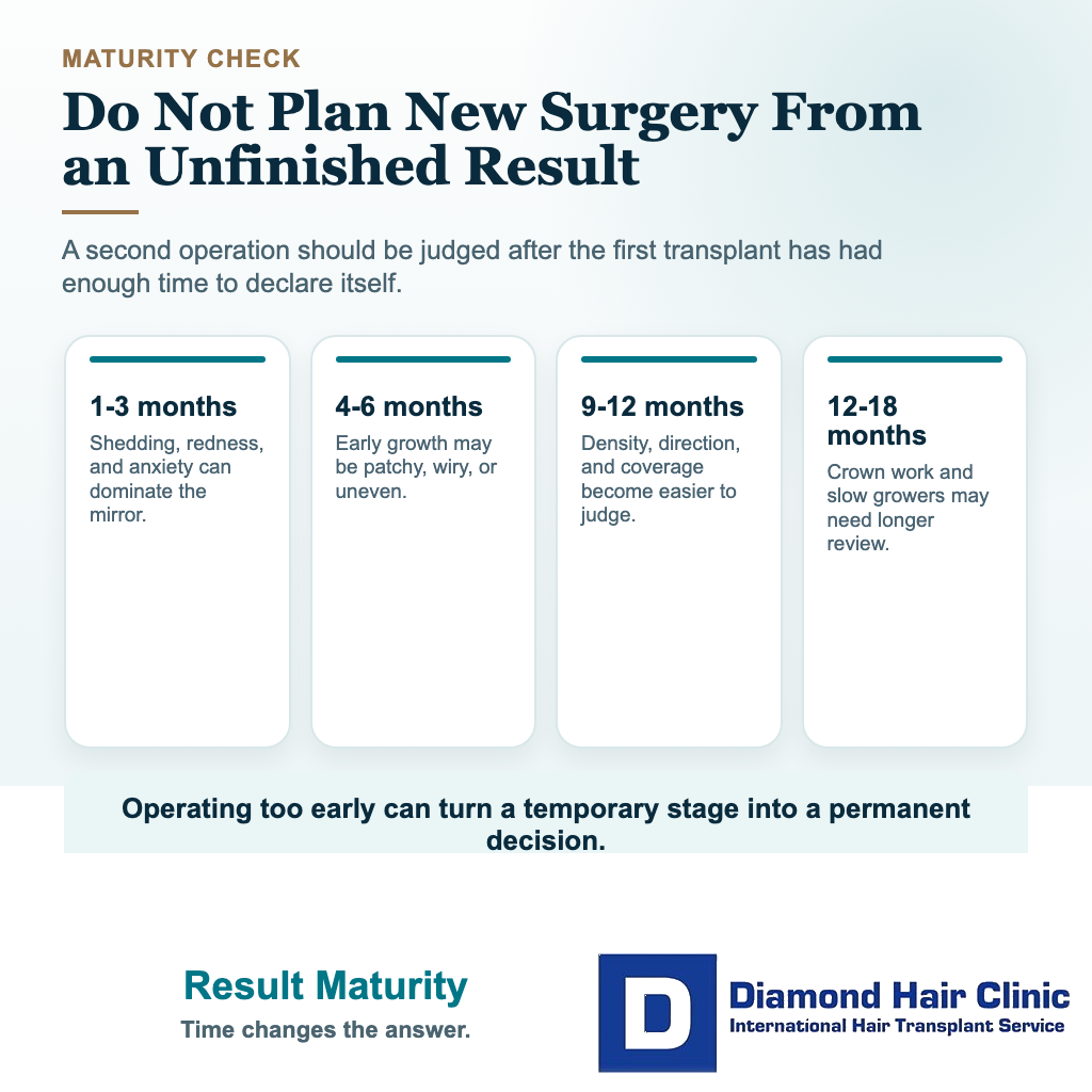 Is a Second Hair Transplant Worth It or Am I Chasing a Result My Donor Area Cannot Safely Give? visual explaining result maturity