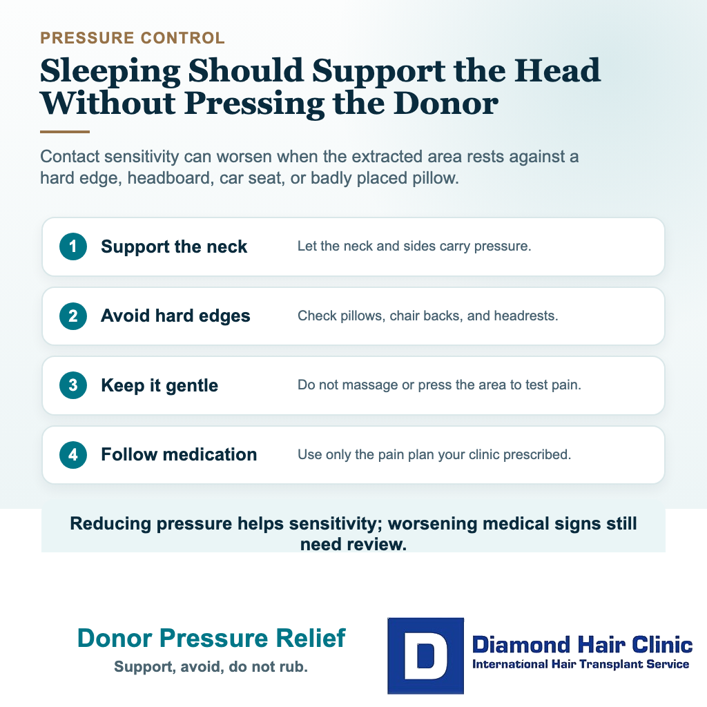 Is Severe Donor Area Pain Normal After FUE Hair Transplant? visual explaining donor pressure relief