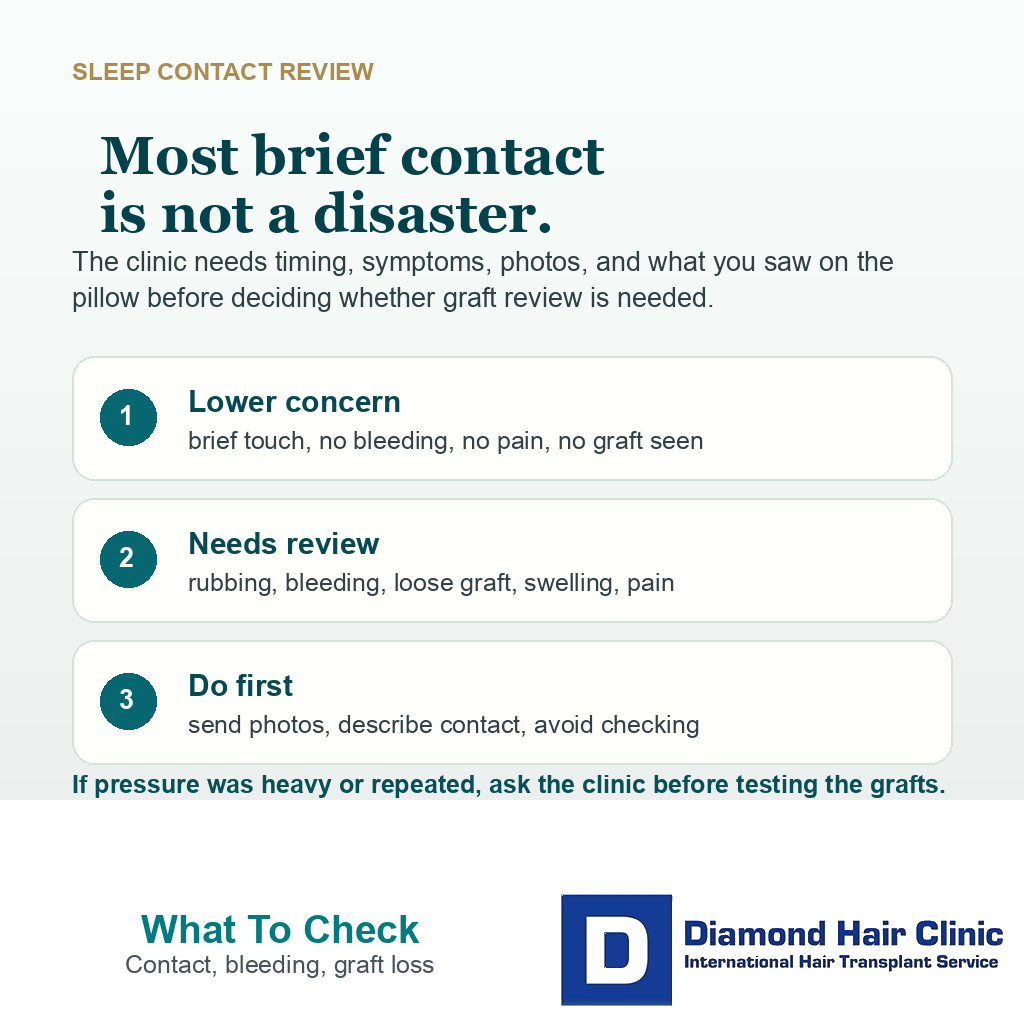 Clinical response card for accidental sleep contact with hair transplant grafts