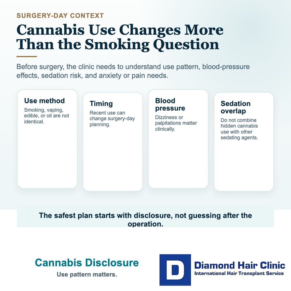 Can I Smoke Weed After a Hair Transplant? visual explaining cannabis disclosure