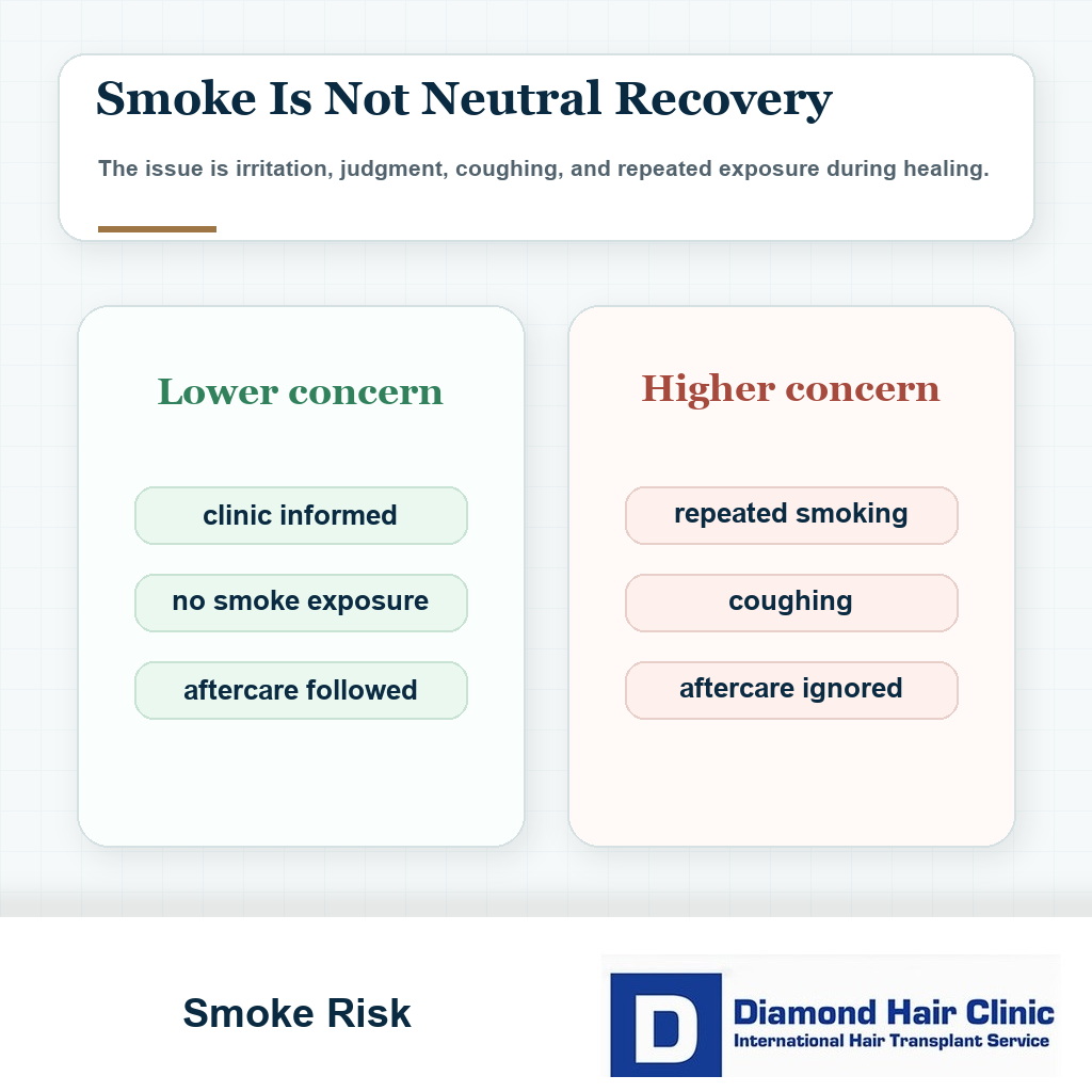 Cannabis smoking after hair transplant visual focused on recovery behavior and irritation risk