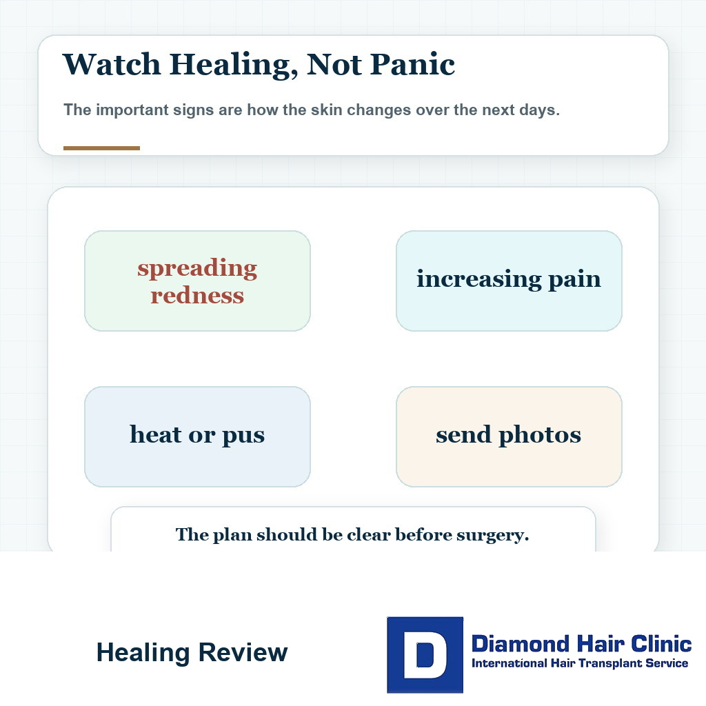 Visual showing healing signs to watch after smoking following a hair transplant