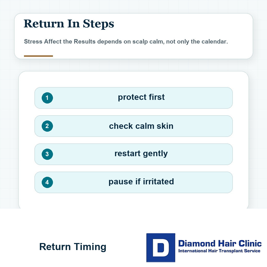 Return timing visual for stress affect the results after hair transplant
