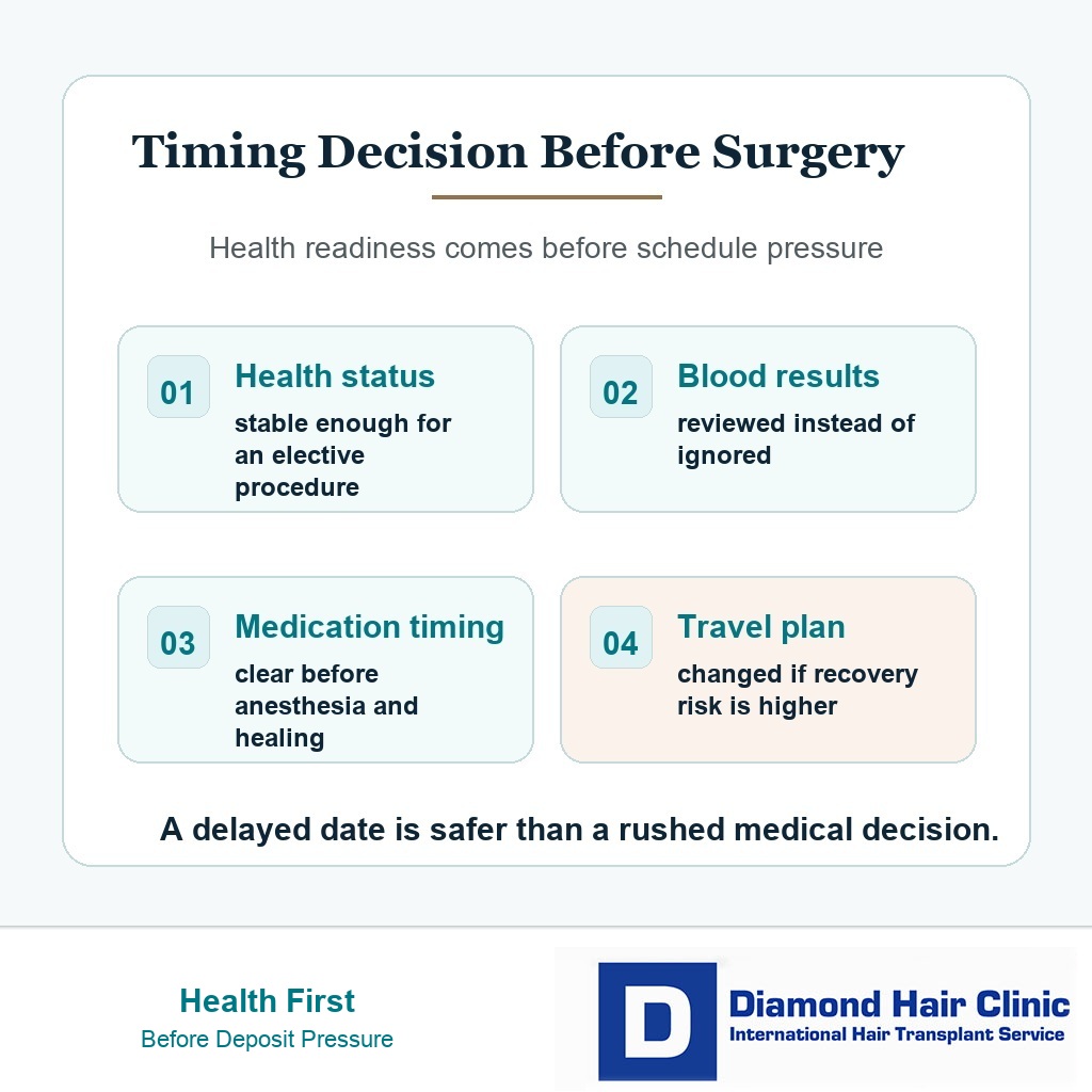 Health readiness before hair transplant deposit pressure